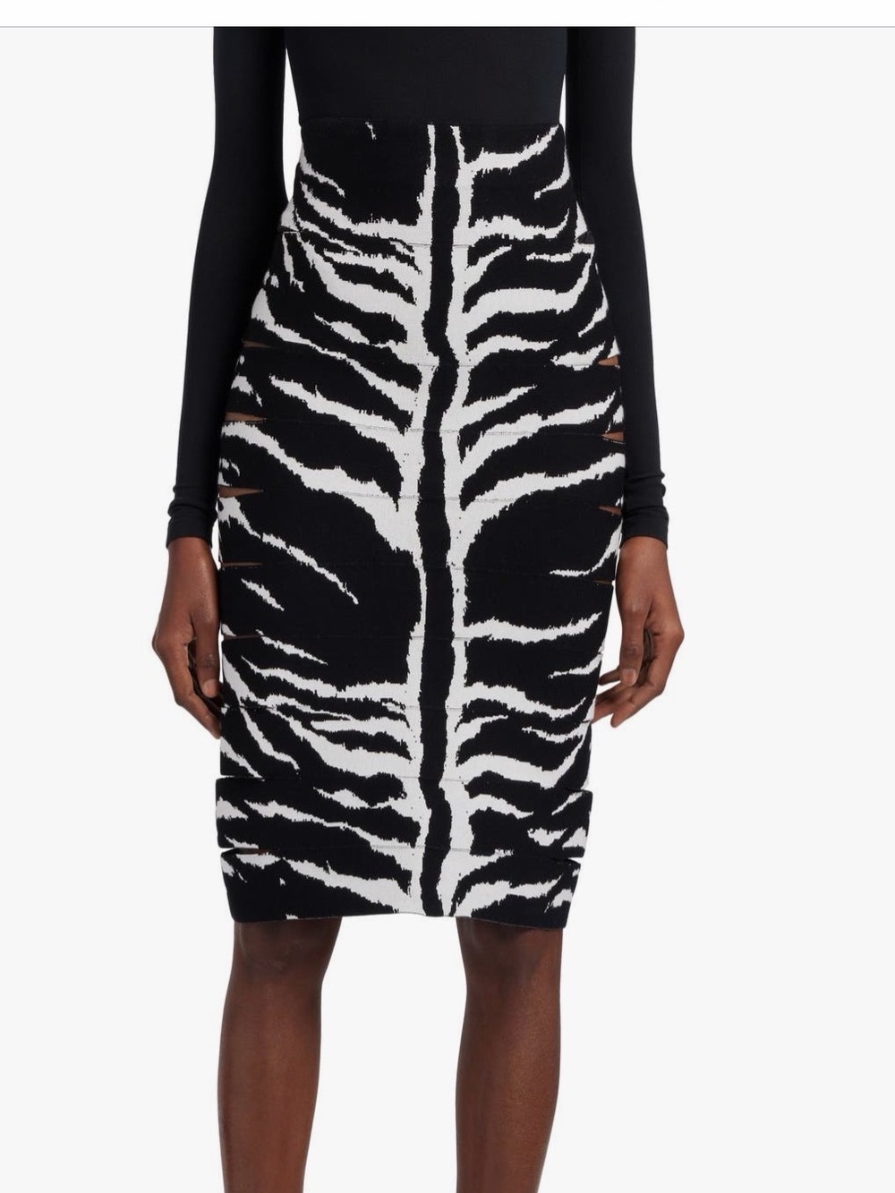 Alaïa Zebra-Print Knit Pencil Skirt